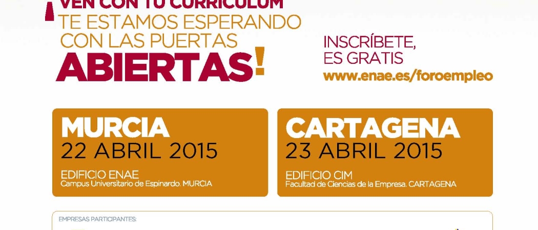 ¿Buscas Empleo? FOROS DE EMPLEO 2015 - ENAE abre las puertas de tu FUTURO